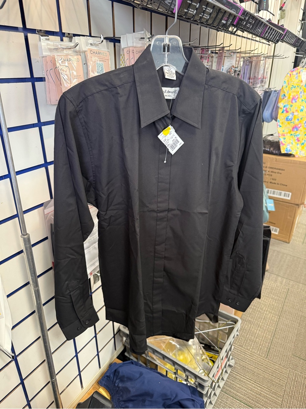 Women's Black Dress Shirt - Classic Collared Long Sleeve